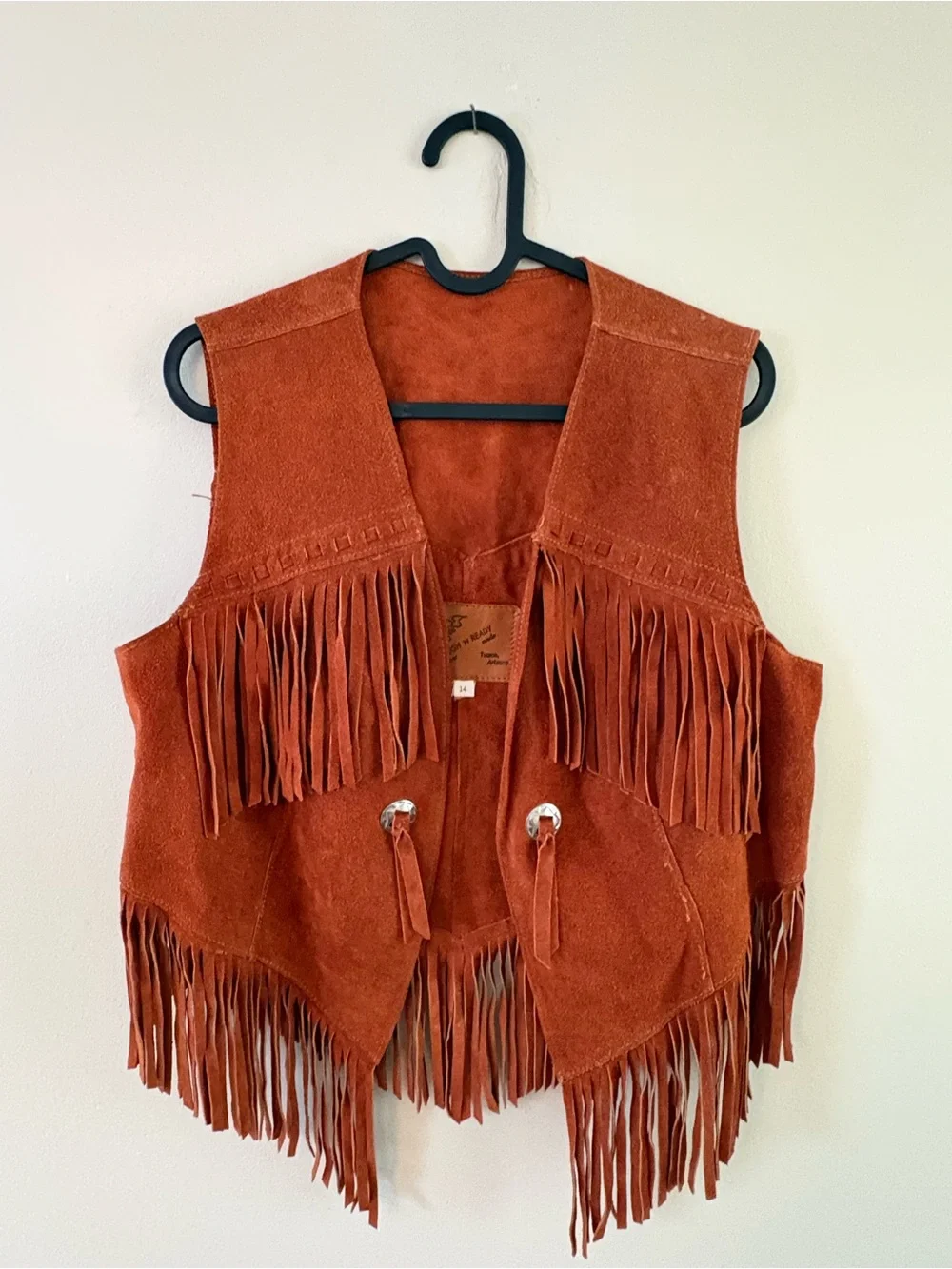 Vintage “Rough N Ready” Suede Fringe Vest - Picture 3 of 7
